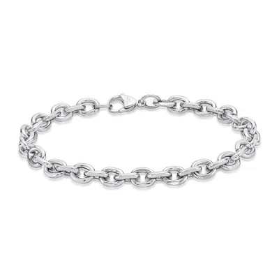 Fine Jewelry Mens Stainless Steel 9" 7mm Rolo Bracelet In White