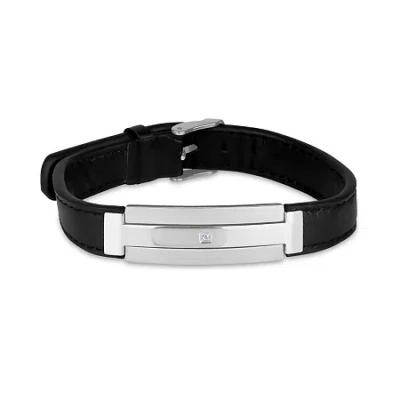 Fine Jewelry Mens Stainless Steel 9 Inch Id Bracelet In Transparent