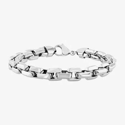 Fine Jewelry Mens Stainless Steel 9 Inch Link Bracelet In White