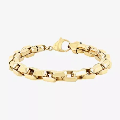 Fine Jewelry Mens Stainless Steel 9 Inch Link Bracelet In Yellow