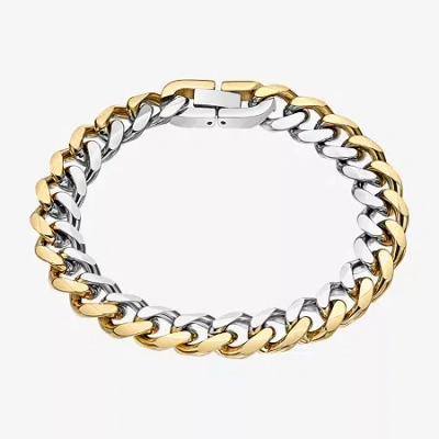 Fine Jewelry Mens Stainless Steel 9 Inch Solid Curb Chain Bracelet In Transparent