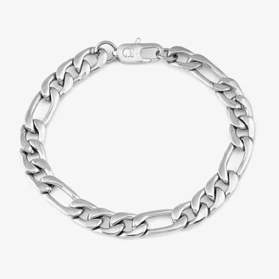 Fine Jewelry Mens Stainless Steel 9 Inch Solid Figaro Chain Bracelet In Transparent