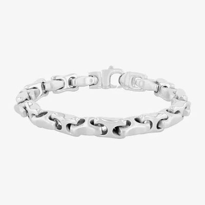 Fine Jewelry Mens Stainless Steel 9 Inch Solid Link Chain Bracelet In Transparent