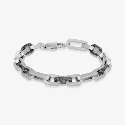 Fine Jewelry Mens Stainless Steel 9 Inch Solid Link Chain Bracelet In Transparent