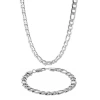 Fine Jewelry Mens Stainless Steel 9mm Figaro Chain & Bracelet Boxed Set In White