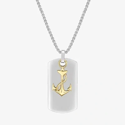 Fine Jewelry Mens Stainless Steel Anchor Dog Tag 24 Inch Pendant Necklace In Transparent