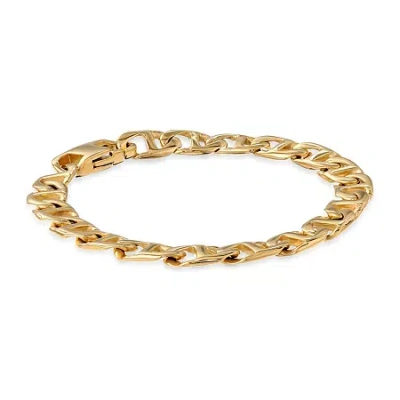 Fine Jewelry Mens Stainless Steel & Gold-tone Ip 9" 10mm Marine Link Bracelet In Yellow