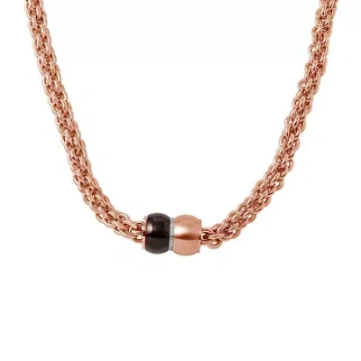Fine Jewelry Mens Stainless Steel And Rose-tone Ip Braided Chain In Pink