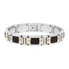 Fine Jewelry Mens Stainless Steel & Rose-tone Ip Link Bracelet In Multi