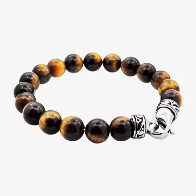 Fine Jewelry Mens Stainless Steel Beaded Bracelet In Brown