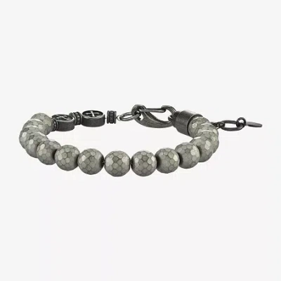 Fine Jewelry Mens Stainless Steel Beaded Bracelet In Transparent