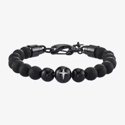 Fine Jewelry Mens Stainless Steel Beaded Bracelet In Transparent