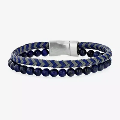 Fine Jewelry Mens Stainless Steel Beaded Bracelet In Transparent