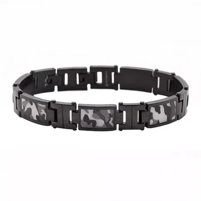 Fine Jewelry Mens Stainless Steel Camouflage Link Bracelet In Multi