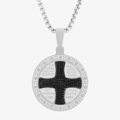 Fine Jewelry Mens Stainless Steel Circle 24 Inch Pendant Necklace In Black