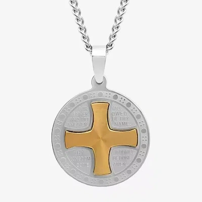 Fine Jewelry Mens Stainless Steel Circle 24 Inch Pendant Necklace In White