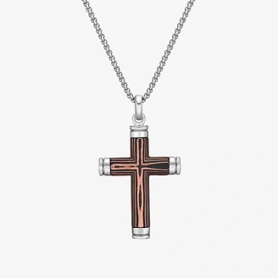 Fine Jewelry Mens Stainless Steel Cross 24 Inch Pendant Necklace In Transparent