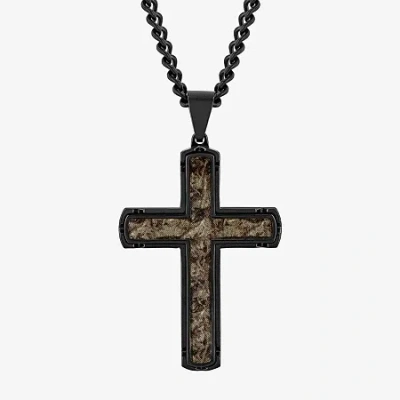 Fine Jewelry Mens Stainless Steel Cross 24 Inch Pendant Necklace In Transparent