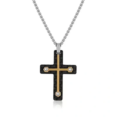 Fine Jewelry Mens Stainless Steel Cross 24 Inch Pendant Necklace In Transparent