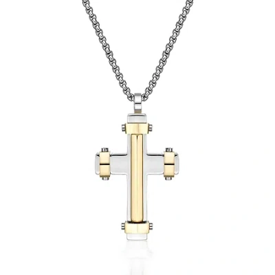 Fine Jewelry Mens Stainless Steel Cross 24 Inch Pendant Necklace In Transparent