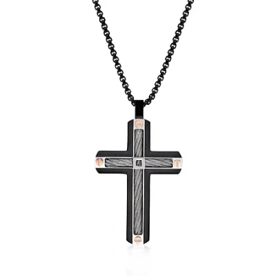 Fine Jewelry Mens Stainless Steel Cross 24 Inch Pendant Necklace In Transparent