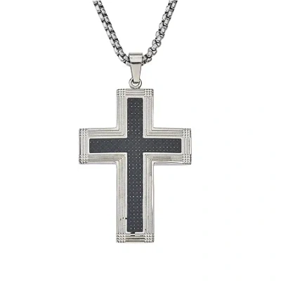 Fine Jewelry Mens Stainless Steel Cross 24 Inch Pendant Necklace In Transparent