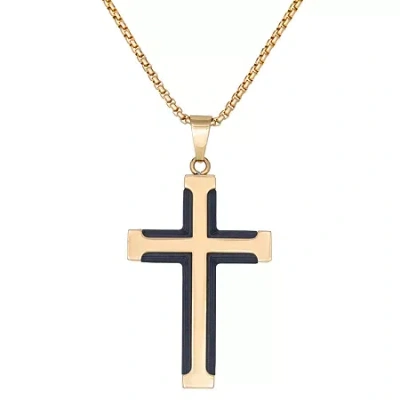 Fine Jewelry Mens Stainless Steel Cross 24 Inch Pendant Necklace In Transparent