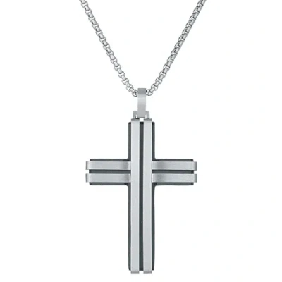 Fine Jewelry Mens Stainless Steel Cross 24 Inch Pendant Necklace In Transparent