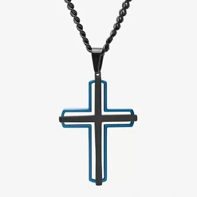 Fine Jewelry Mens Stainless Steel Cross 24 Inch Pendant Necklace In Transparent