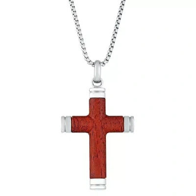 Fine Jewelry Mens Stainless Steel Cross 24 Inch Pendant Necklace In Transparent