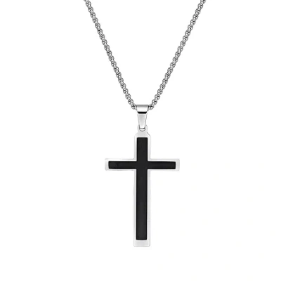 Fine Jewelry Mens Stainless Steel Cross 24 Inch Pendant Necklace In Transparent