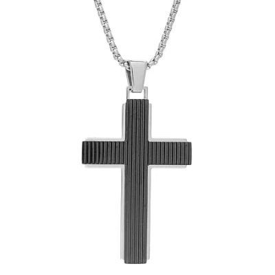 Fine Jewelry Mens Stainless Steel Cross 24 Inch Pendant Necklace In Transparent