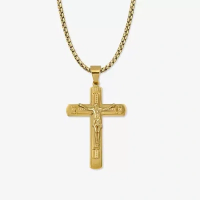 Fine Jewelry Mens Stainless Steel Cross 26 Inch Pendant Necklace In Transparent