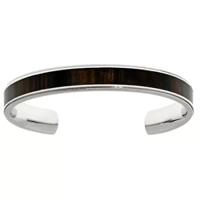 Fine Jewelry Mens Stainless Steel Cuff Bracelet In Transparent