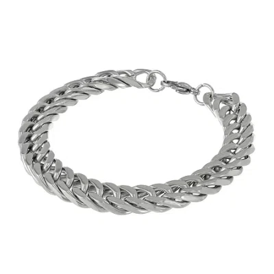 Fine Jewelry Mens Stainless Steel Curb Chain Bracelet In White