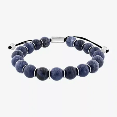 Fine Jewelry Mens Stainless Steel Genuine Stone Beaded Bolo Bracelet In Blue