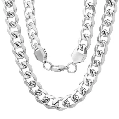 Fine Jewelry Mens Stainless Steel Hypoallergenic 24 Inch Curb Chain Necklace In Transparent