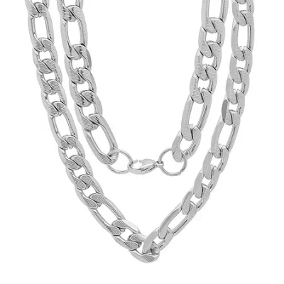 Fine Jewelry Mens Stainless Steel Hypoallergenic 24 Inch Figaro Chain Necklace In Transparent