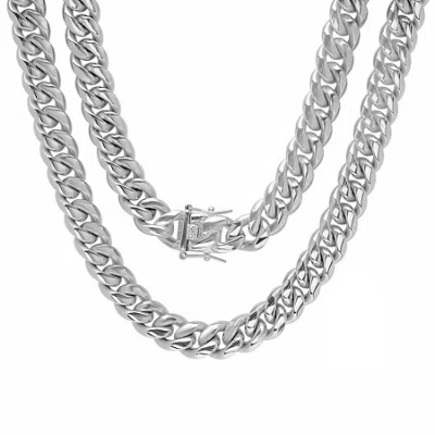 Fine Jewelry Mens Stainless Steel Hypoallergenic 30 Inch Box Chain Necklace In Transparent