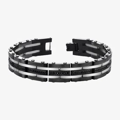 Fine Jewelry Mens Stainless Steel Link Bracelet In Transparent