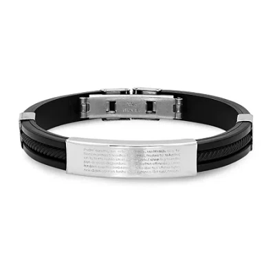 Fine Jewelry Mens Stainless Steel Lords Prayer In Spanish Id Bracelet In Transparent