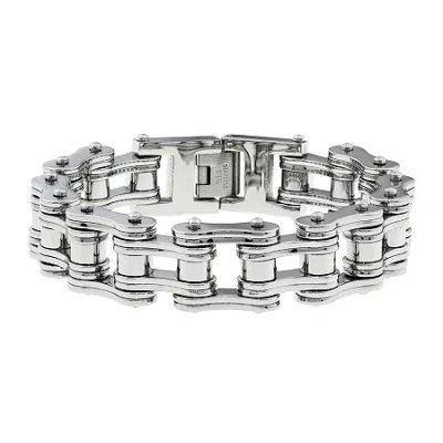 Fine Jewelry Mens Stainless Steel Motorcycle Bracelet In White