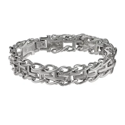 Fine Jewelry Mens Stainless Steel Railroad Cross Bracelet In White