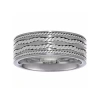 Fine Jewelry Mens Stainless Steel Ring With Sterling Silver Inlay In White