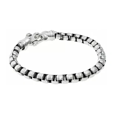Fine Jewelry Mens Stainless Steel Round Box Chain Bracelet With Fancy Clasp In White