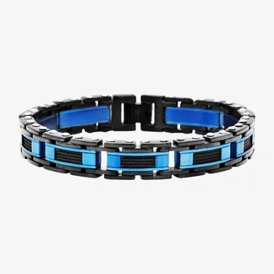 Fine Jewelry Mens Stainless Steel Solid 8 1/2 Inch Link Bracelet In Black