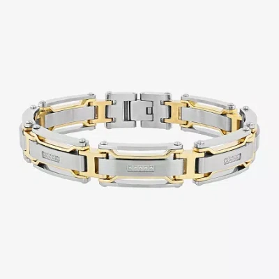 Fine Jewelry Mens Stainless Steel Solid 8 1/2 Inch Link Bracelet In Pink