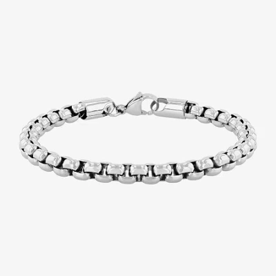 Fine Jewelry Mens Stainless Steel Solid 8 1/2 Inch Link Bracelet In Transparent