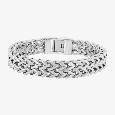 Fine Jewelry Mens Stainless Steel Solid 8 1/2 Inch Link Bracelet In Transparent
