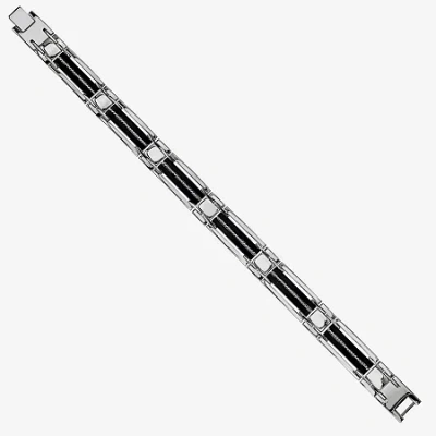Fine Jewelry Mens Stainless Steel Solid 8 1/2 Inch Link Bracelet In Transparent